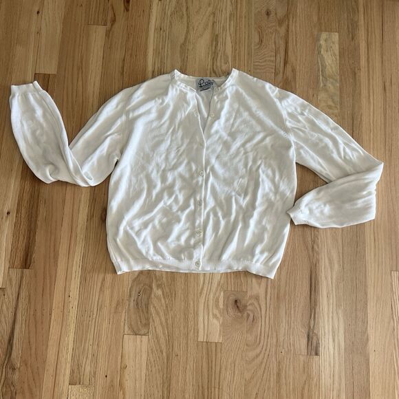Vintage Lilly Pulitzer White Button Down Cotton Cardigan Size Medium Classic - Picture 1 of 5